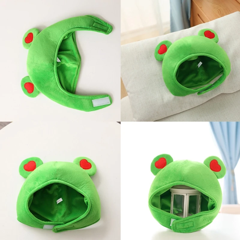 

Red Heart Embroidery Cute Cartoon Frog Plush Hat Animal 3D Stuffed Toys Headgear LX9E