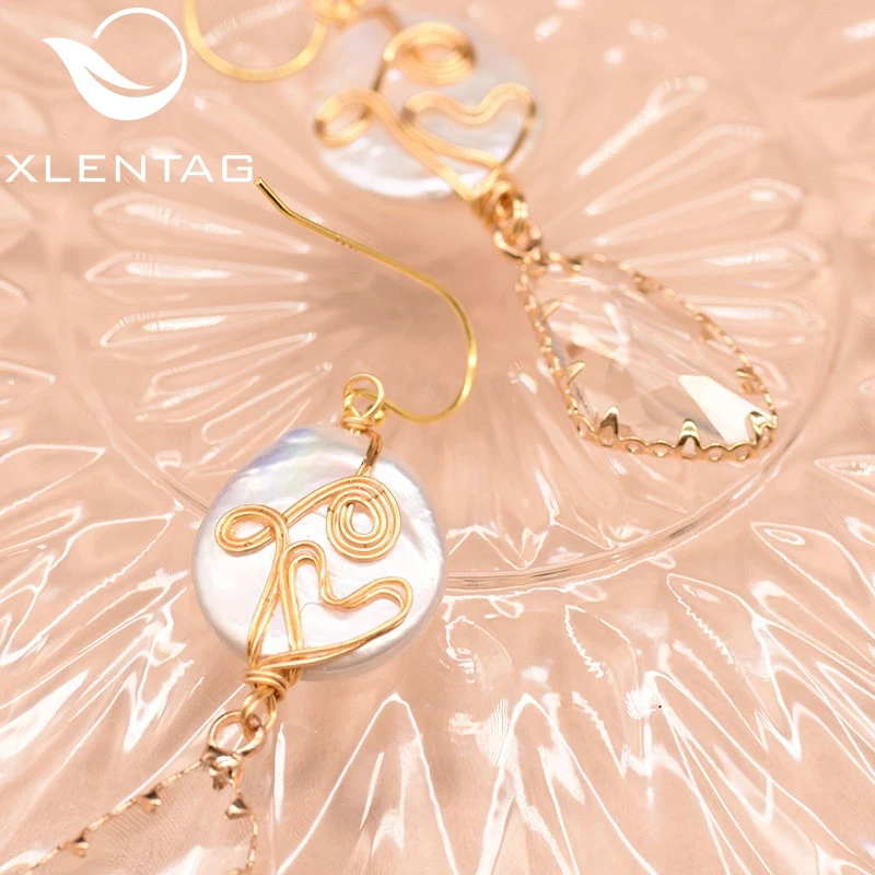 XlentAg Geometric Baroque Pearl For Women Girl Wedding Gift Korean Earrings Fine Jewellery Boucle D'oreille Femme GE0809