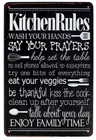 black original vintage design kitchen rules tin metal wall art signs thick tinplate wall decoration print poster for kitchen