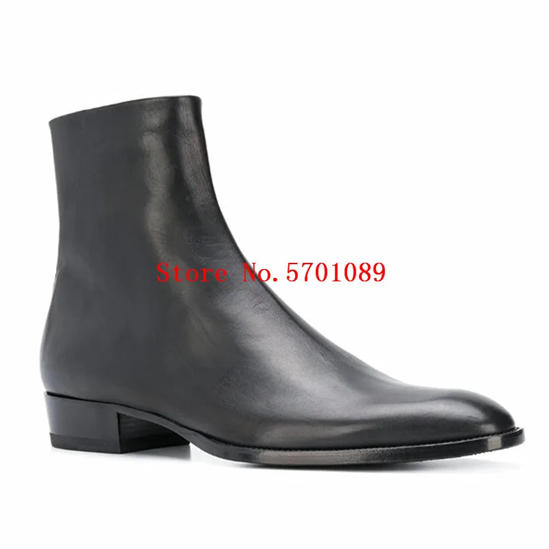 Ботинки Челси Мужские ботильоны из натуральной кожи на молнии сбоку Модные