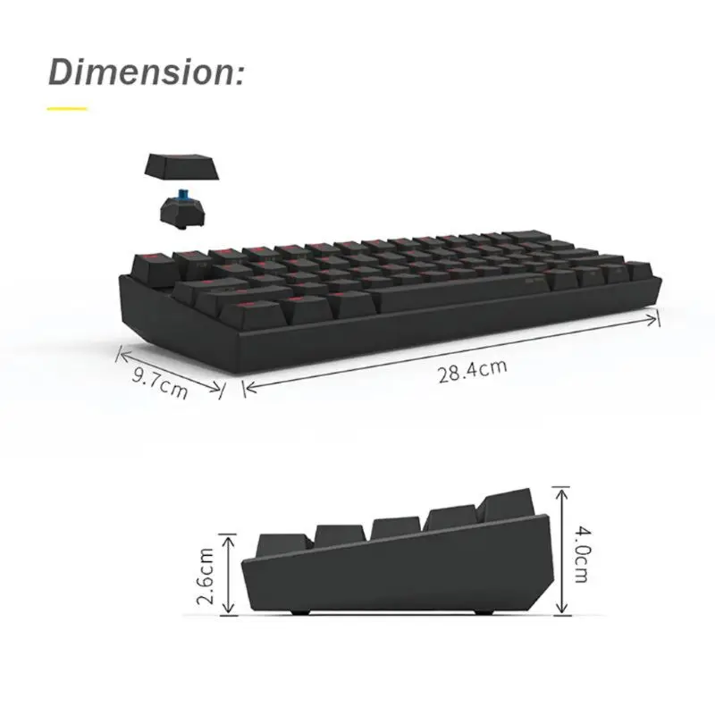 60% механическая клавиатура Bluetooth 4 0 Type C RGB 61 клавиши Kailh Box Switch|Клавиатуры| |