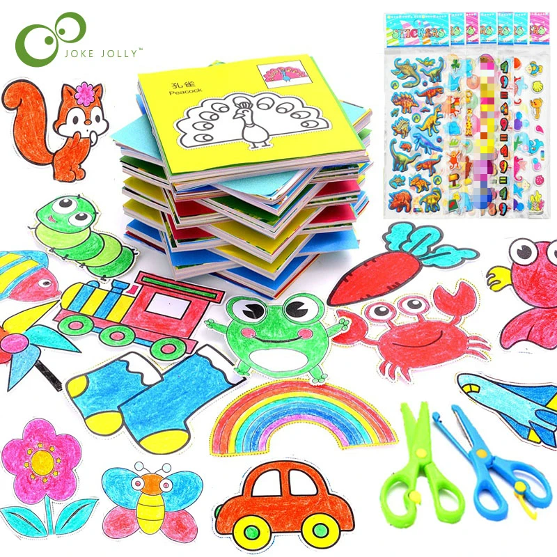 

59Pcs Kids Cartoon Color Paper Folding Cutting & Stickers Toys Child Kingergarden Art Craft DIY Learning Education Toy Gift ZXH