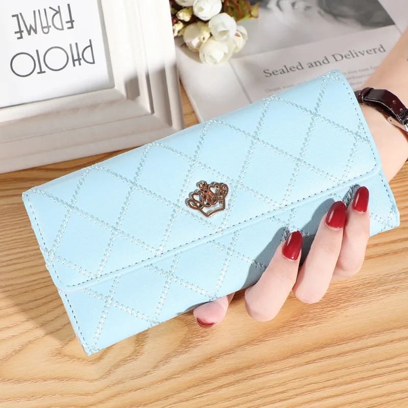 

Womens Wallets Purses Plaid PU Leather Crown Long/short Wallet Hasp Phone Bag Money Coin Pocket Card Holder Female Wallet Purse