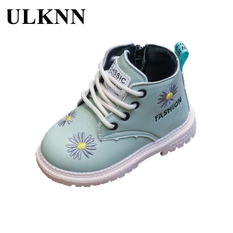 

ULKNN 2021 Autumn Martin Boots for Children Girl's Winter Shoes Boy's Leather Round Toe Casual Footwear Non-slip Zip Shoes Ankle