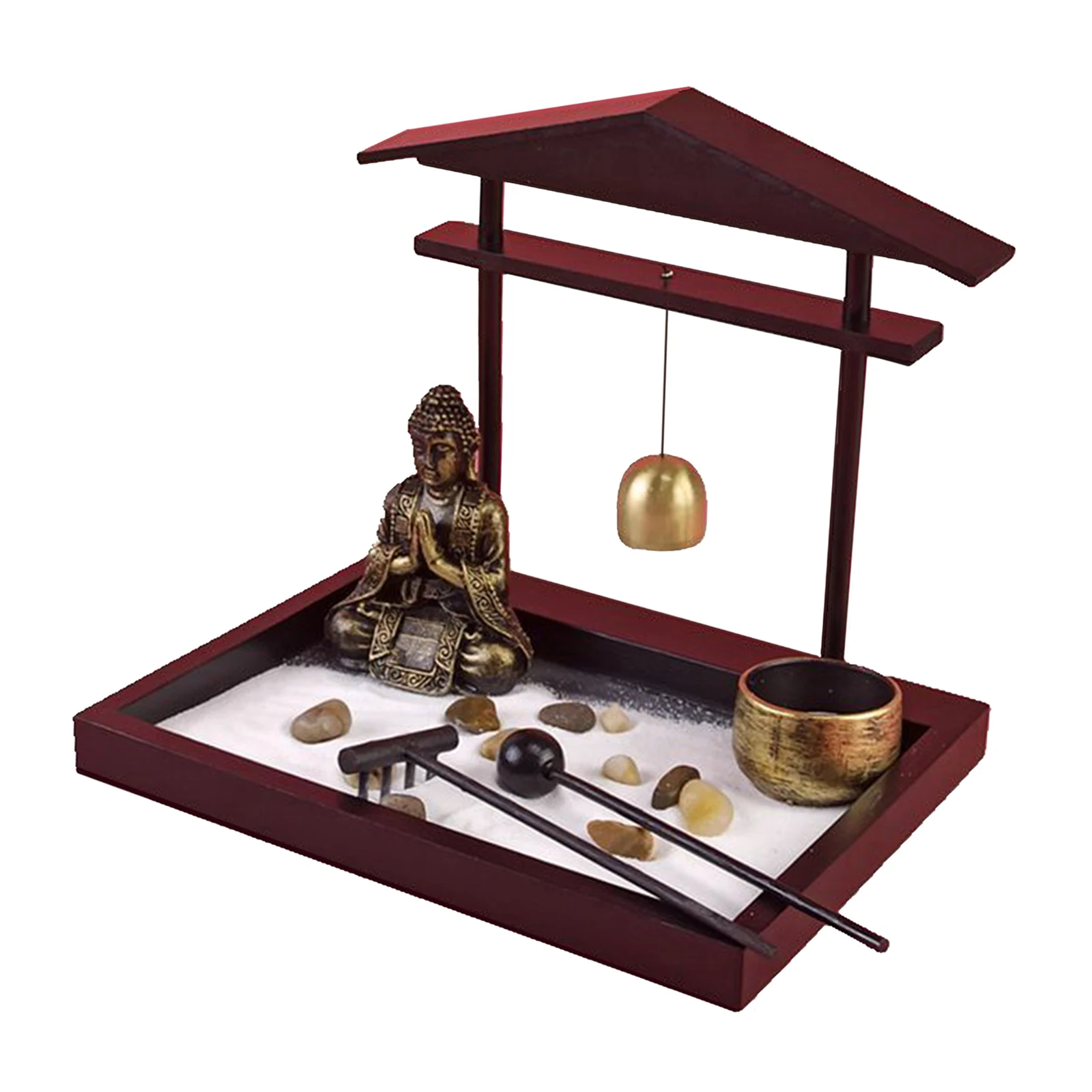 

Relaxation Meditation Miniature Zen Garden Kit with Buddhist Statue for Living Room Tabletop Decor
