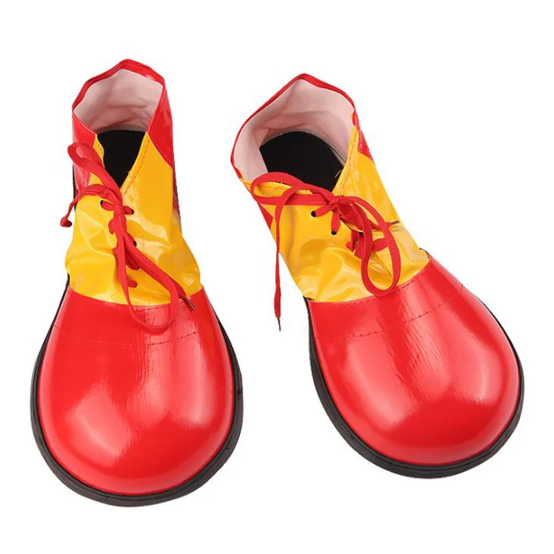 Halloween Funny Colorful PU Clown Shoes Adults Magic Cosplay Shoes Performance Costume Props Masquerade Party Dress Up Decorate - Цвет: Красный
