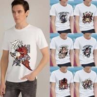 all match man tshirt harajuku style white print short sleeve feature cartoon comics samurai print series tee shirt mens clothes