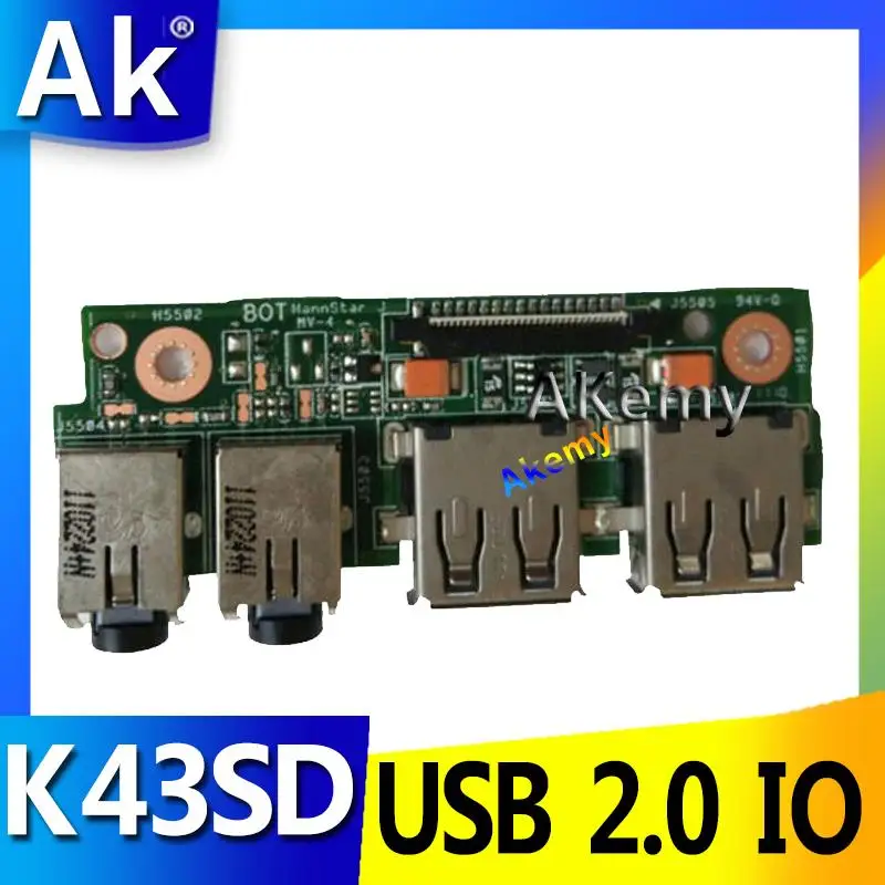 

AK For ASUS K43 K43SV K43SD A43S X43S K43S K43SJ P43SJ K43E Laptop Audio USB 2.0 IO Board Interface Board JACK Board