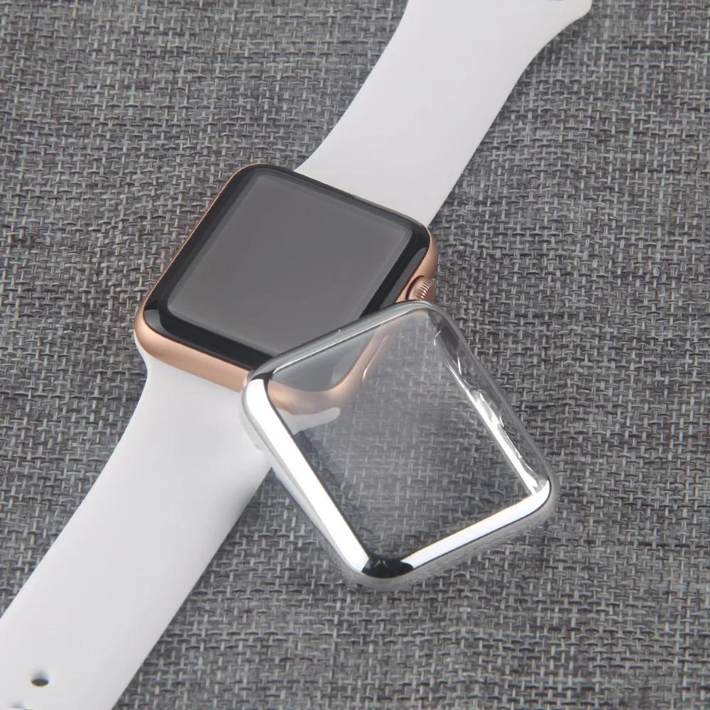 Чехол из поликарбоната для Apple Watch 4, 3 ремешка, защитная лента для экрана 42 мм, 44 мм, 38 мм, 40 мм, защитная пленка 44