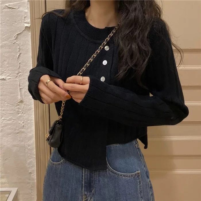 

Новинка 2021, осенний кардиган неправильной диагональной диагонали, женская блузка с длинным рукавом и свободным дизайном