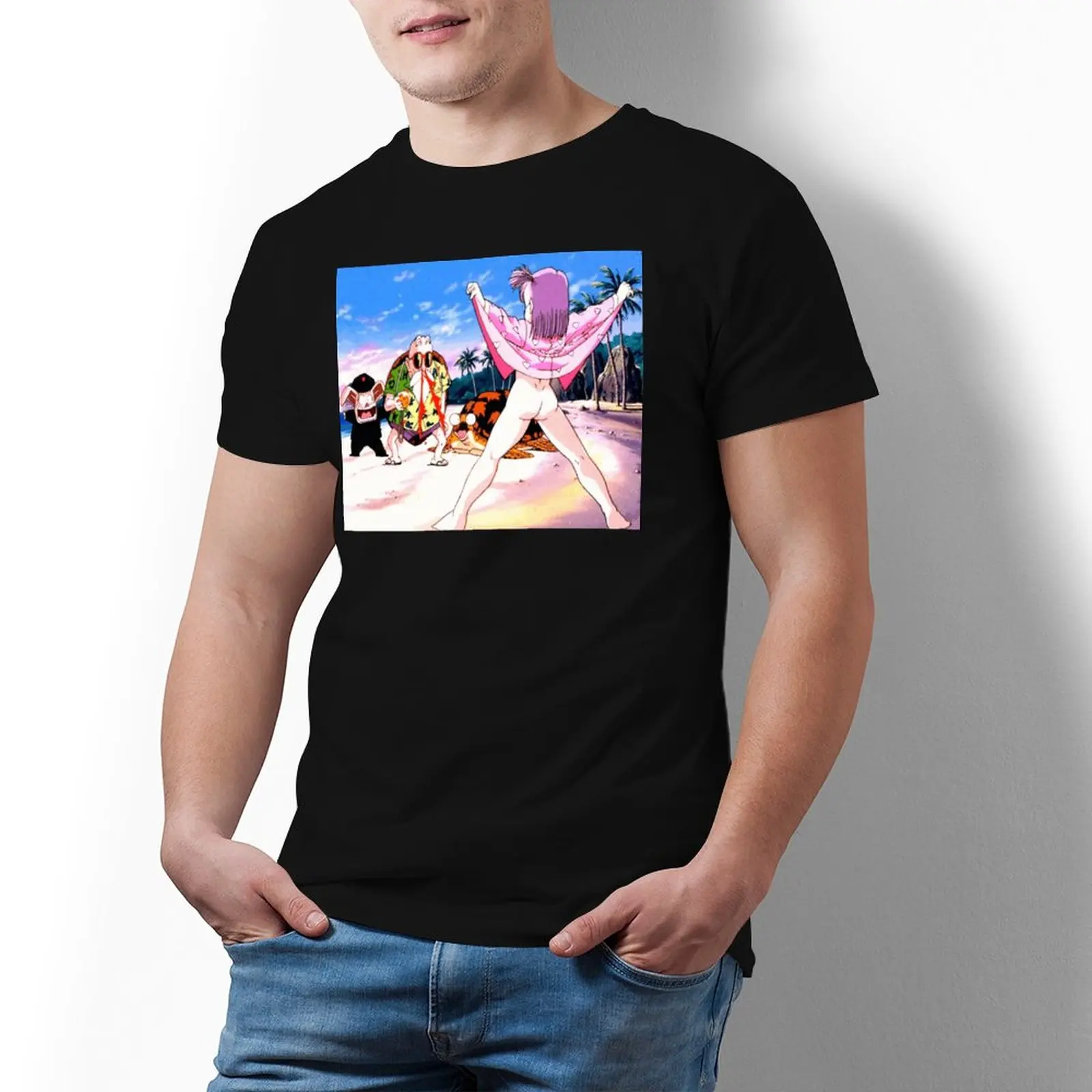 

Bandai Dragon Ball Bulma Flashing Master Roshi Oolang T Shirt Manga Graphic Cotton T-Shirt Short Sleeves Beach Tshirt Male