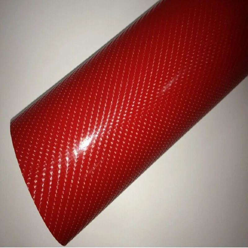 Красная 4D виниловая оберточная пленка из углеродного волокна водонепроницаемая