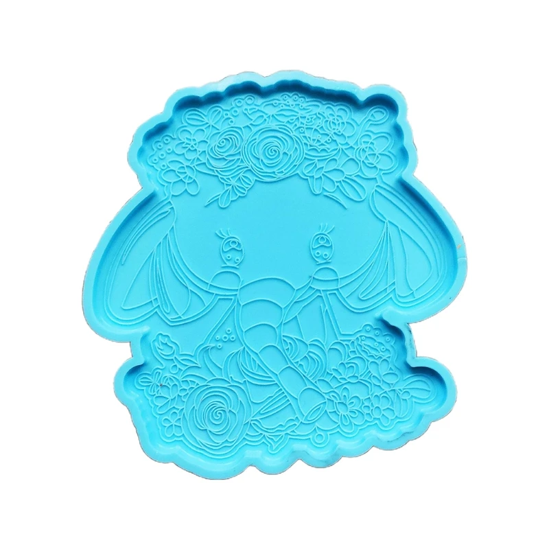 

Flower Elephant Girl Molds Gartful Silicone Coaster Mold Epoxy Resin Casting Molds for Making Faux Agate Slice Cup Mat