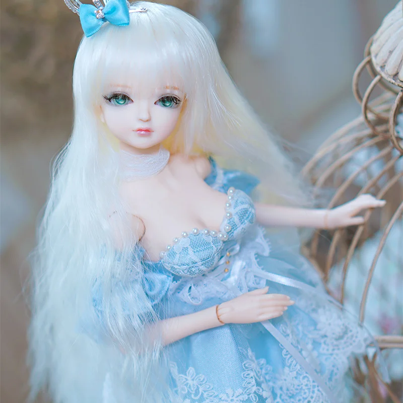 Fortune days 1/4 bjd бледно золотые волосы синее платье Корона 45 см тело см|Куклы| |