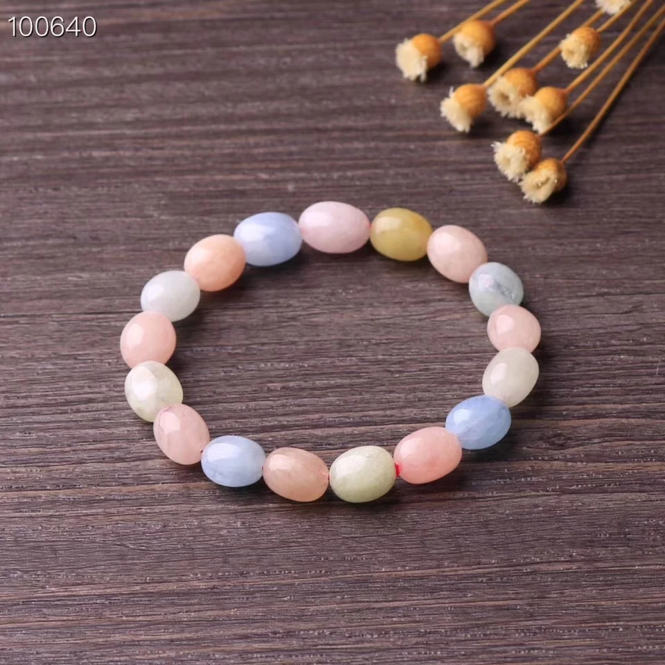 Оригинальный натуральный красочный Morganite Beryl Beads браслет 10 мм овальной Женщины