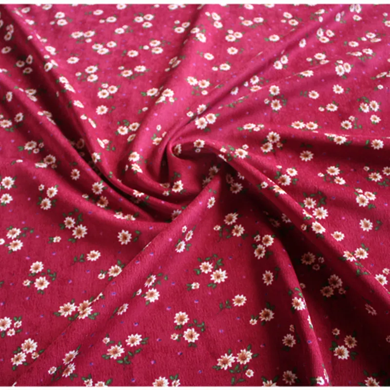 Половина метра Свежий маленький цветочный принт хлопок Вельветовая ткань для