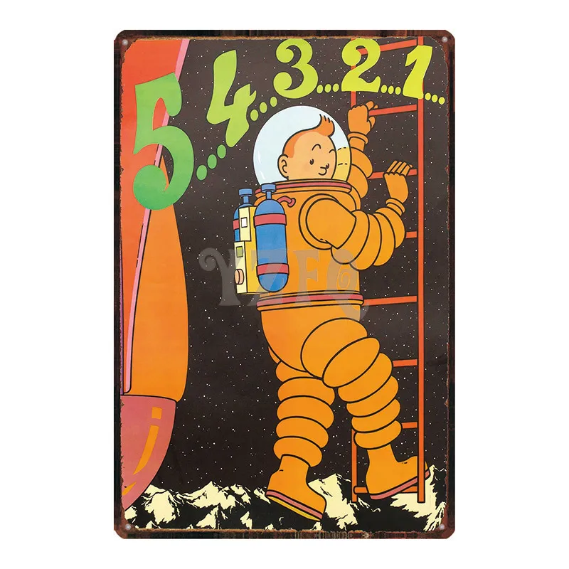 С героями из мультфильмов Жестяная вывеска металлическая пластина гладить