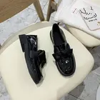 Женские кроссовки без шнуровки из ПУ кожи, спортивная обувь с бантиком-бабочкой, черные