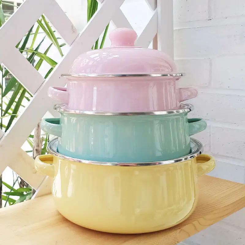 

Cookware Set Enamel Pot Set Casserole Hotpot Kitchen Cooking Pots Set Soup Pot Baby Milk Pot Stew Pot Salad Plate Saucepan Steam