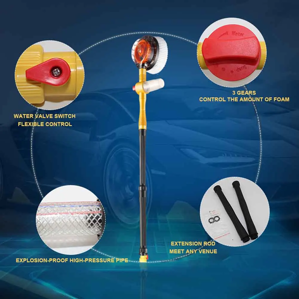 

Styling Hand Tool Automatic Rotate Detachable Accessories Wheel Cleaning Brush Window Door Soft Spray Foam Car Wash Mop Portable