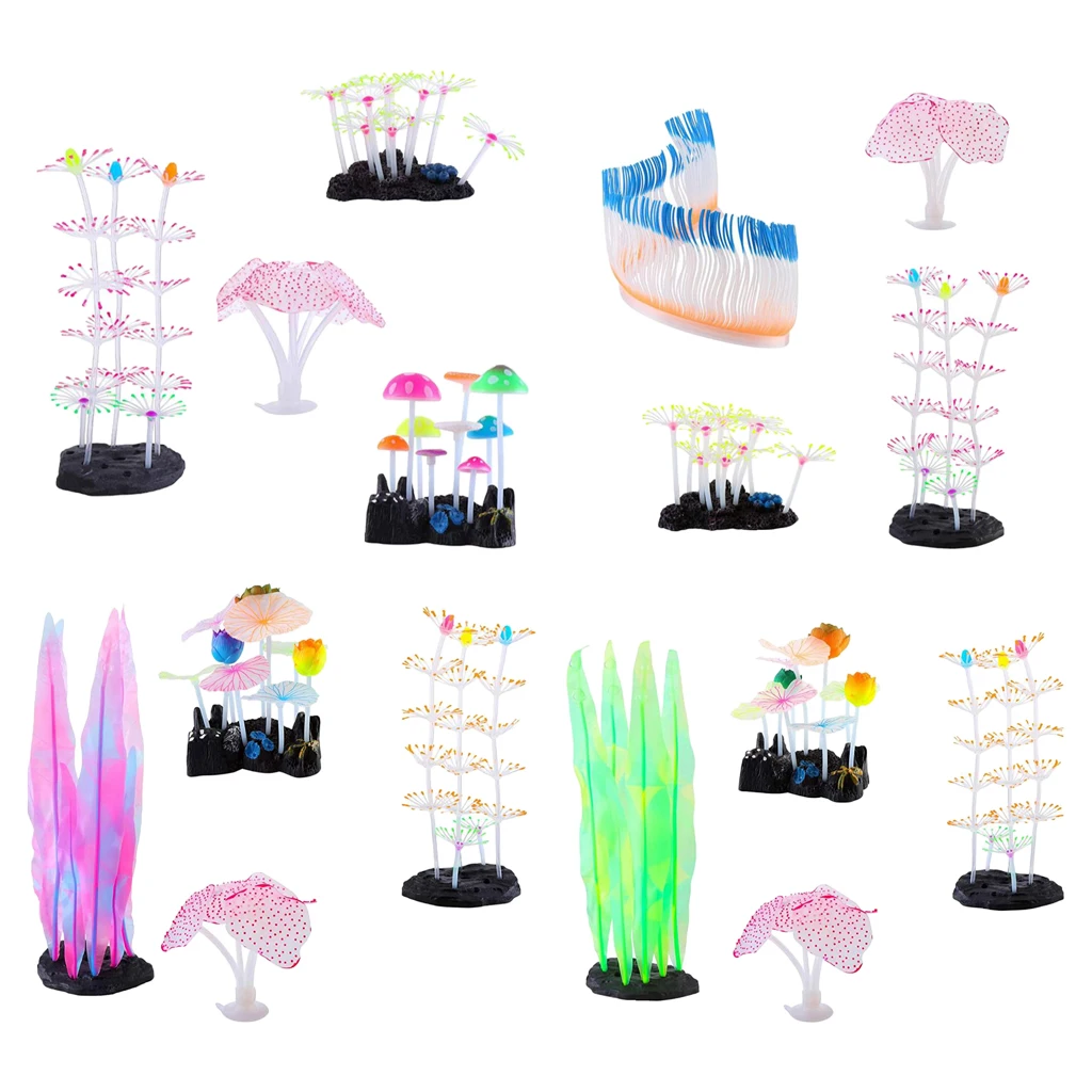 

4x Silicone Artificial Simulation Fluorescent Coral Aquarium Decor Fish Tank