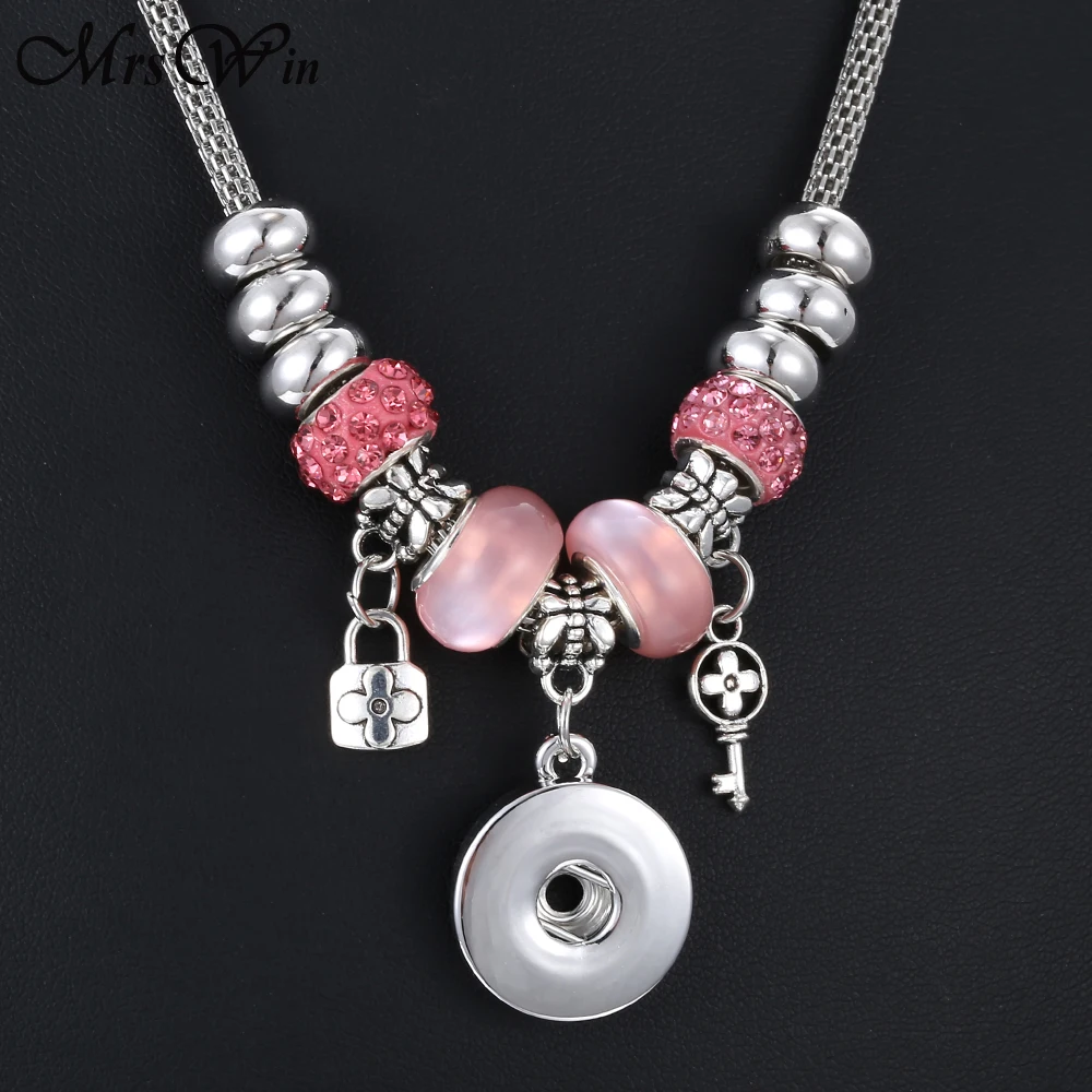 Новинка 18 мм Ювелирные изделия с кнопками подвеска ожерелье для женщин роза
