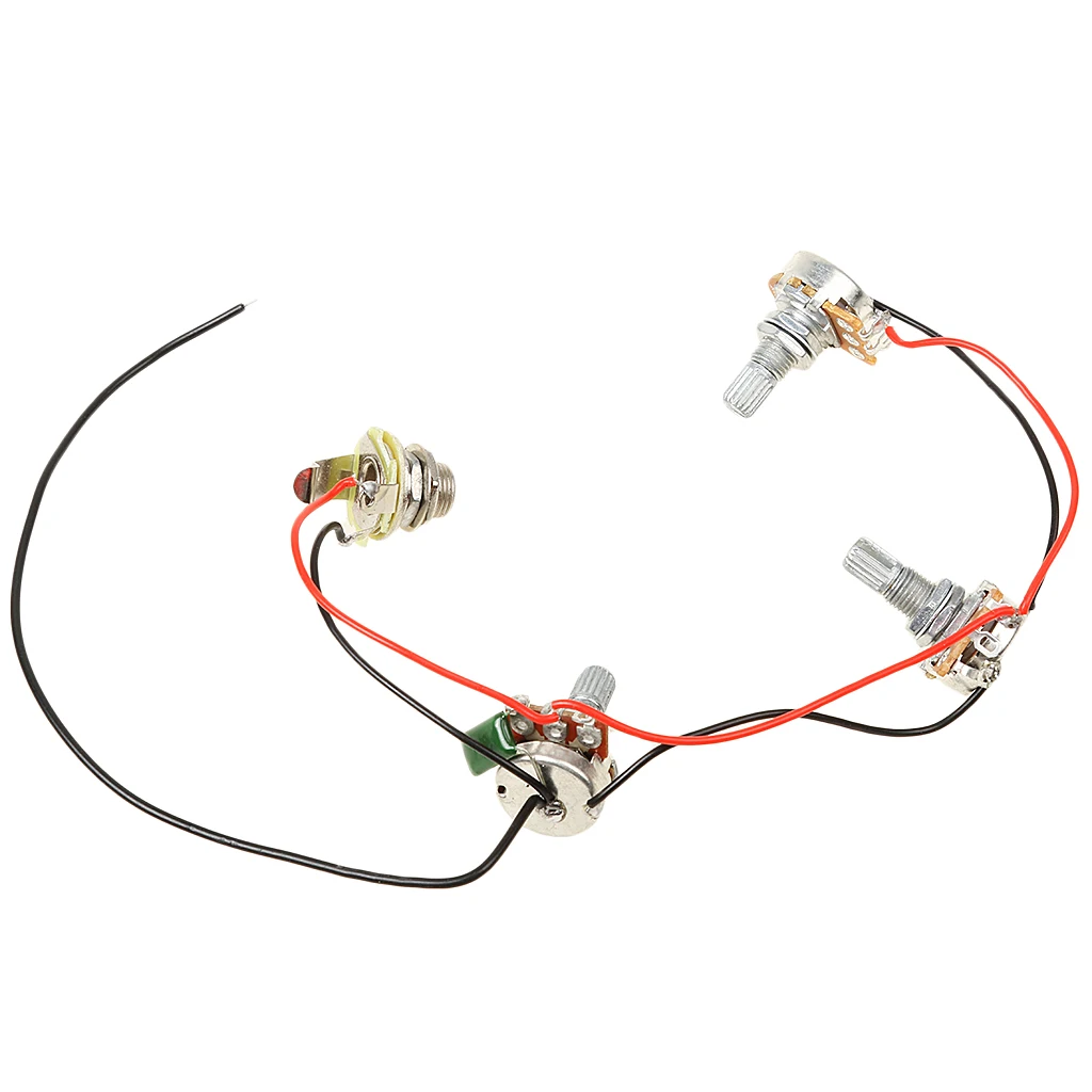 

Set of Wiring Harness 2 Volume 1 Tone 500K for Jazz Bass Guitar Accessory