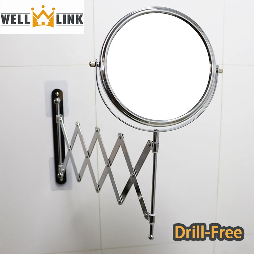 Настенное зеркало для макияжа для ванной комнаты 1X2X увеличительное косметическое двустороннее выдвижное зеркало для бритья без сверления