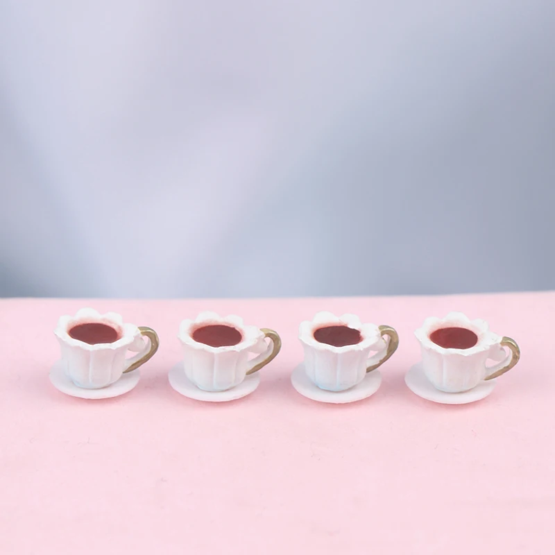 

4Pcs Kitchen Doll Accessories Dollhouse Miniature Coffee Cup For Kitchen Room Food Drink Home Tableware Decors