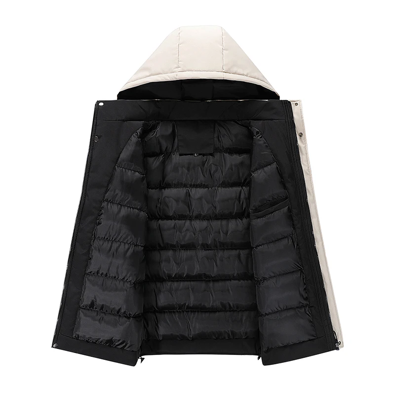 New Winter Jacket Men Thick Warm Parkas Hooded Solid Patchwork Windbreaker Male High Quality Coats Big Size M-6XL | Мужская одежда