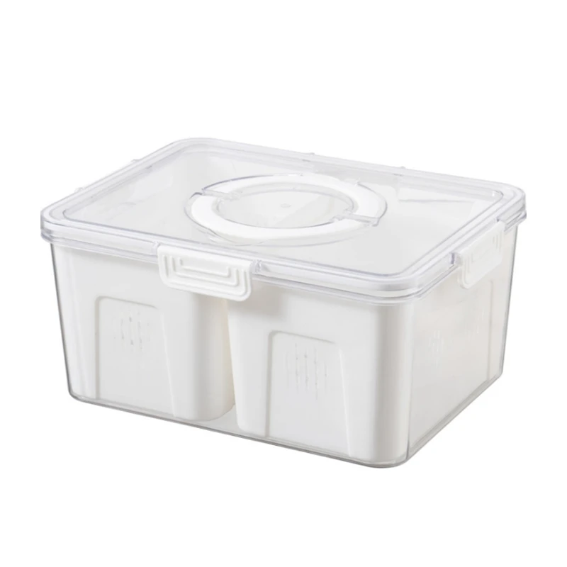 

2022 New Kitchen Fridge Storage Box with Handle Fruit Vegetable Basket Fresh-keeping Case