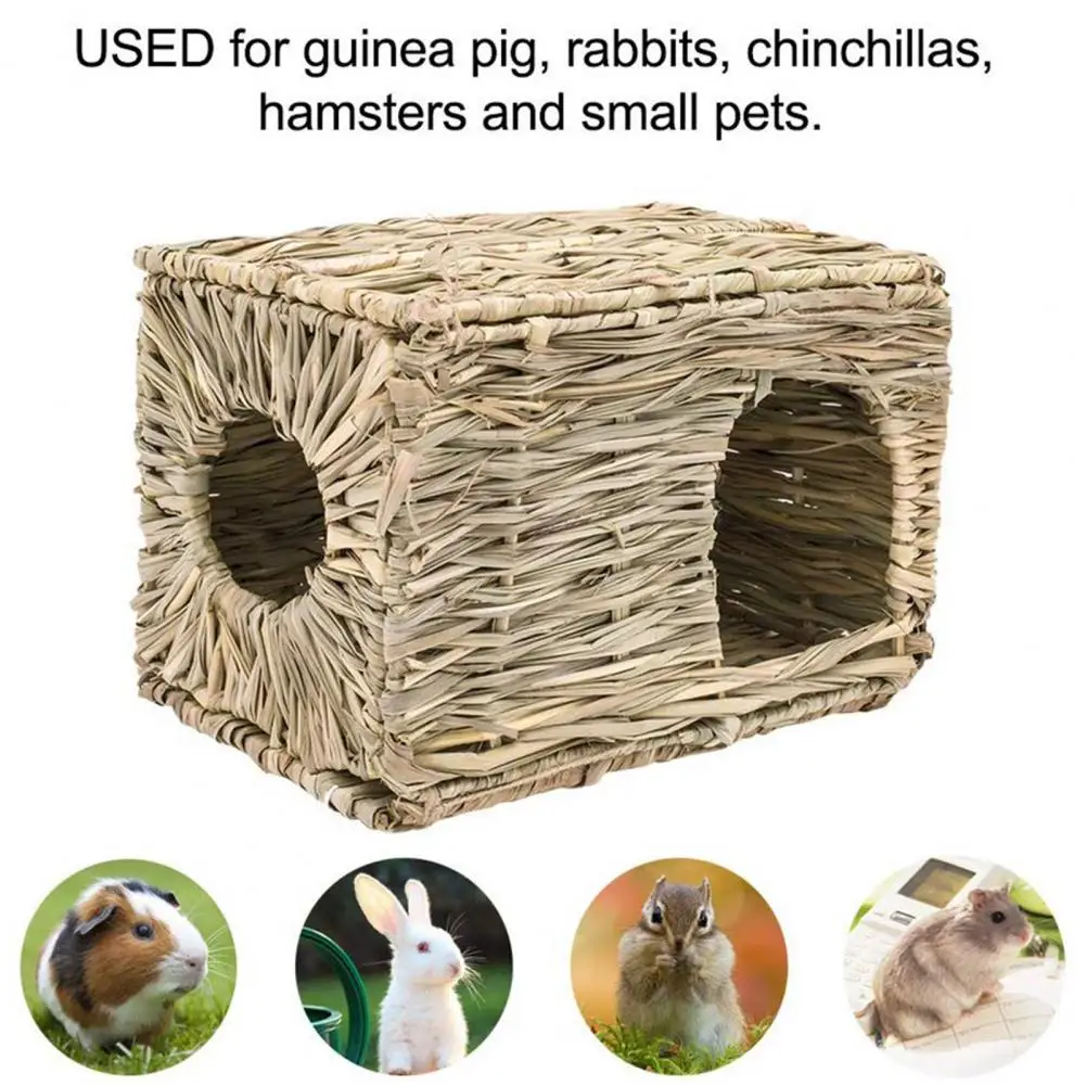 

2021 New Pet Nest Handmade Multi-function Grass Foldable Rabbit Bed for Small Animals Guinea Pig Chinchilla Nest Pet Products