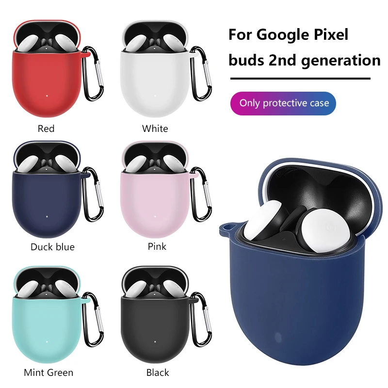 

Anti-Scratch Full Shockproof Protective Cover Silicone Case For Google Pixel Buds 2 Earbuds Travel Carrying Case With Carabiner
