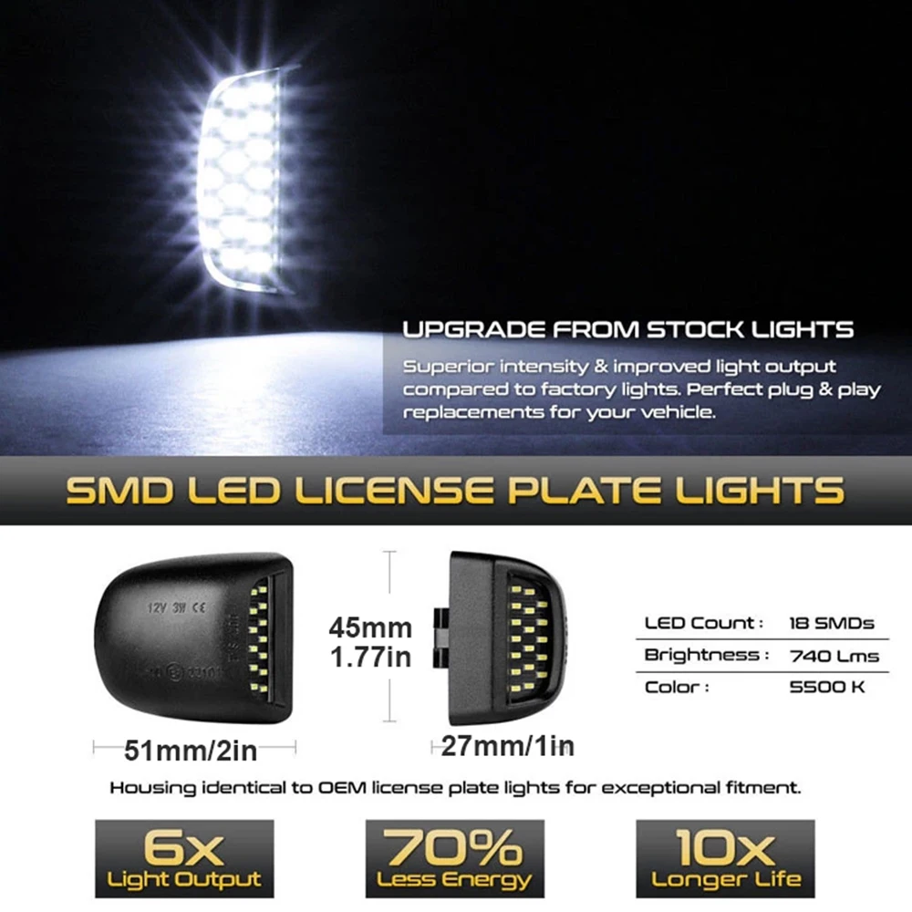 Подсветка для номера Автомобиля 12 В 2 Вт 18 светодиодов | Автомобили и мотоциклы