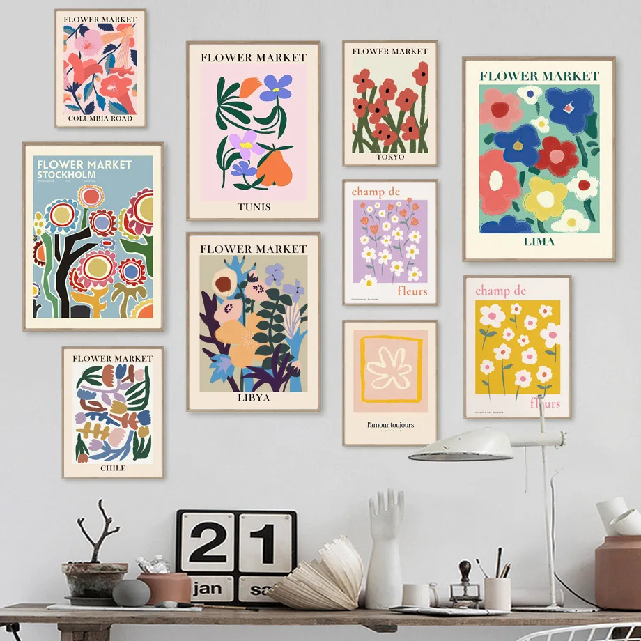 

Abstract Colorful Flower Matisse Poster Japan Wall Art Canvas Painting Nordic Home Decor Picture for Interior Office Living Room
