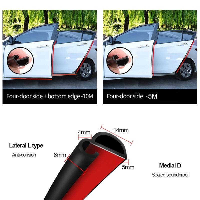 Звукоизоляционные уплотнительные полосы 3 м для края внутренней двери