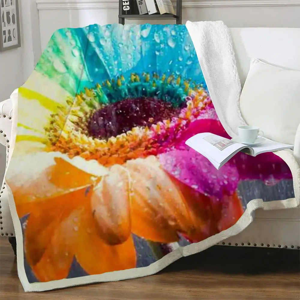 

NKNK Brank Sunflower Blanket Colorful 3D Print Raindrop Bedspread For Bed Romantic Blankets For Beds Sherpa Blanket Fashion