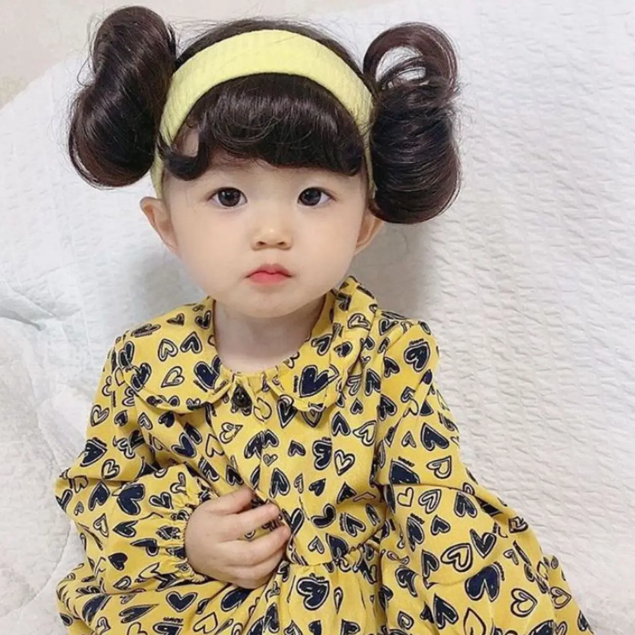 

Children's Meatball Head Girl Ornament Wig Ins Korean Princess Hair Band Flower Bag Creative Hair Accessories Babies' Headwear