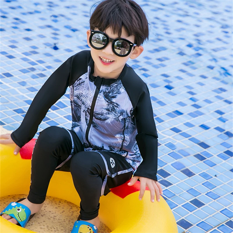 

2020 Fashion little girl swimsuit kids long sleeve UV costume beach wear bathing suit baby boys swimwear for children