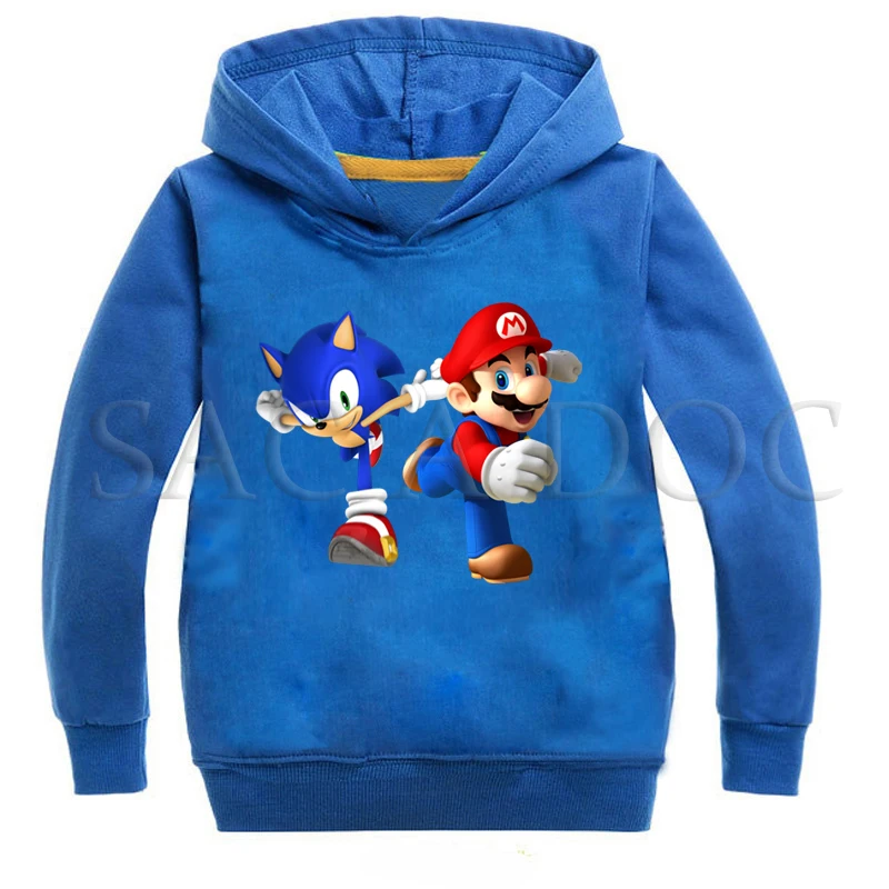 Hoodies 11 Новое поступление, детские осенние толстовки с капюшоном с принтом Соника и Марио толстовки для маленьких мальчиков и девочек детская верхняя одежда, топы с длинными рукавами - Цвет: Hoodies 11