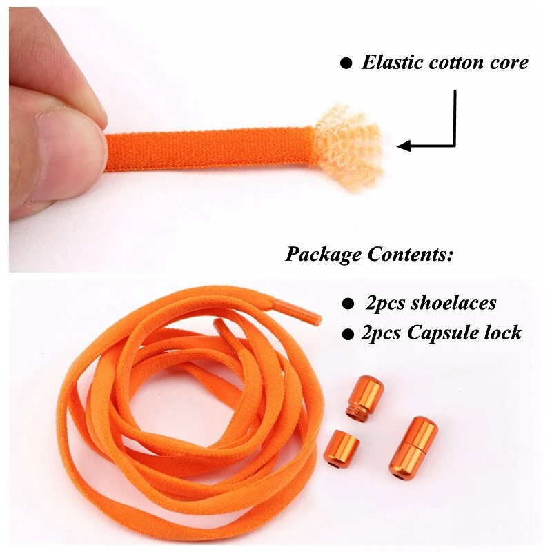 Aluminum capsule lock Shoelaces Elastic No Tie Shoe Laces For Kids Adult Sneakers Quick Shoelaces Semicircle Shoelace Lazy Laces