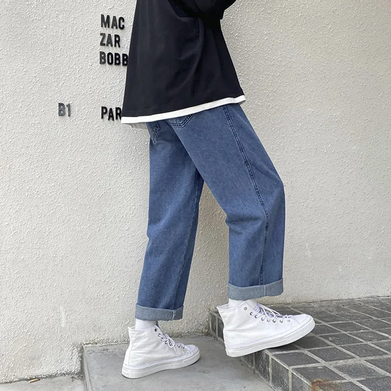 

2021 Mom Jeans Woman High Waist Elastic Wide Leg Denim Blue Baggy Jeans Boyfriend Femme Straight Pants Women