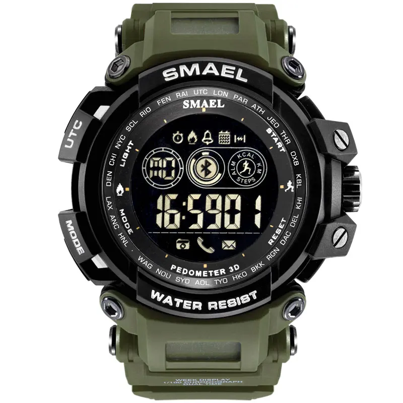 ArmyGreen SMAEL мужские цифровые наручные часы с ЖК-дисплеем часы для мужчин цифровые часы мужские спортивные часы с большим циферблатом Wtaerproof мужские часы 8018 - Цвет: ArmyGreen
