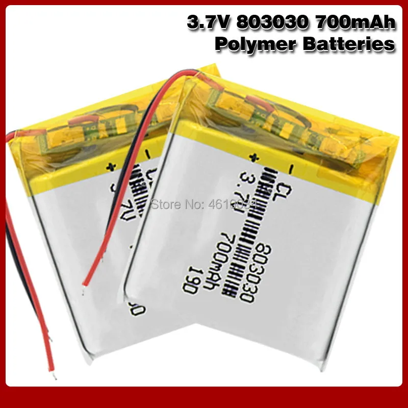 

700mah 3.7V 803030 Lithium Polymer LiPo Rechargeable Battery For Smart Watch MP3 MP4 MP5 DIY Toy LED Light navigator Li-ion cell
