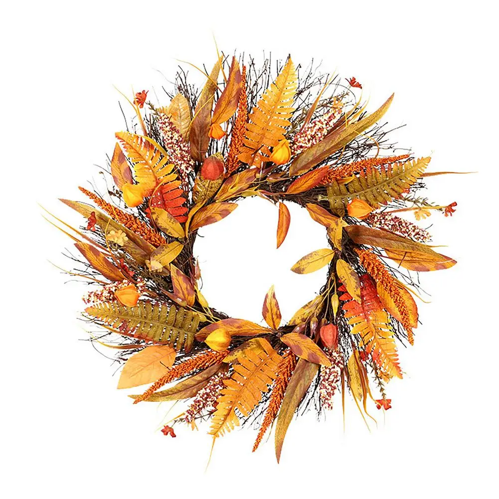 

Thanksgiving Decoration Autumn Home Decor Maple Leaf Wreath Decorative Garlands Flowers Fall Decor Pendant For Home Holiday