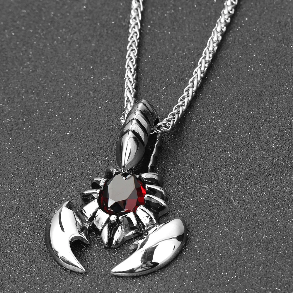 Handsome Scorpion King Ruby Men's Pendant Domineering Exaggerated Alternative Titanium Steel Necklace Boyfriend Gift | Украшения и
