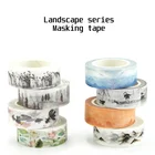 Китайский пейзаж Бумага лента Washi реки лотоса и горно-лесной 15 мм клей малярный наклейки с лентами альбом для изготовления украшений своими руками A6354