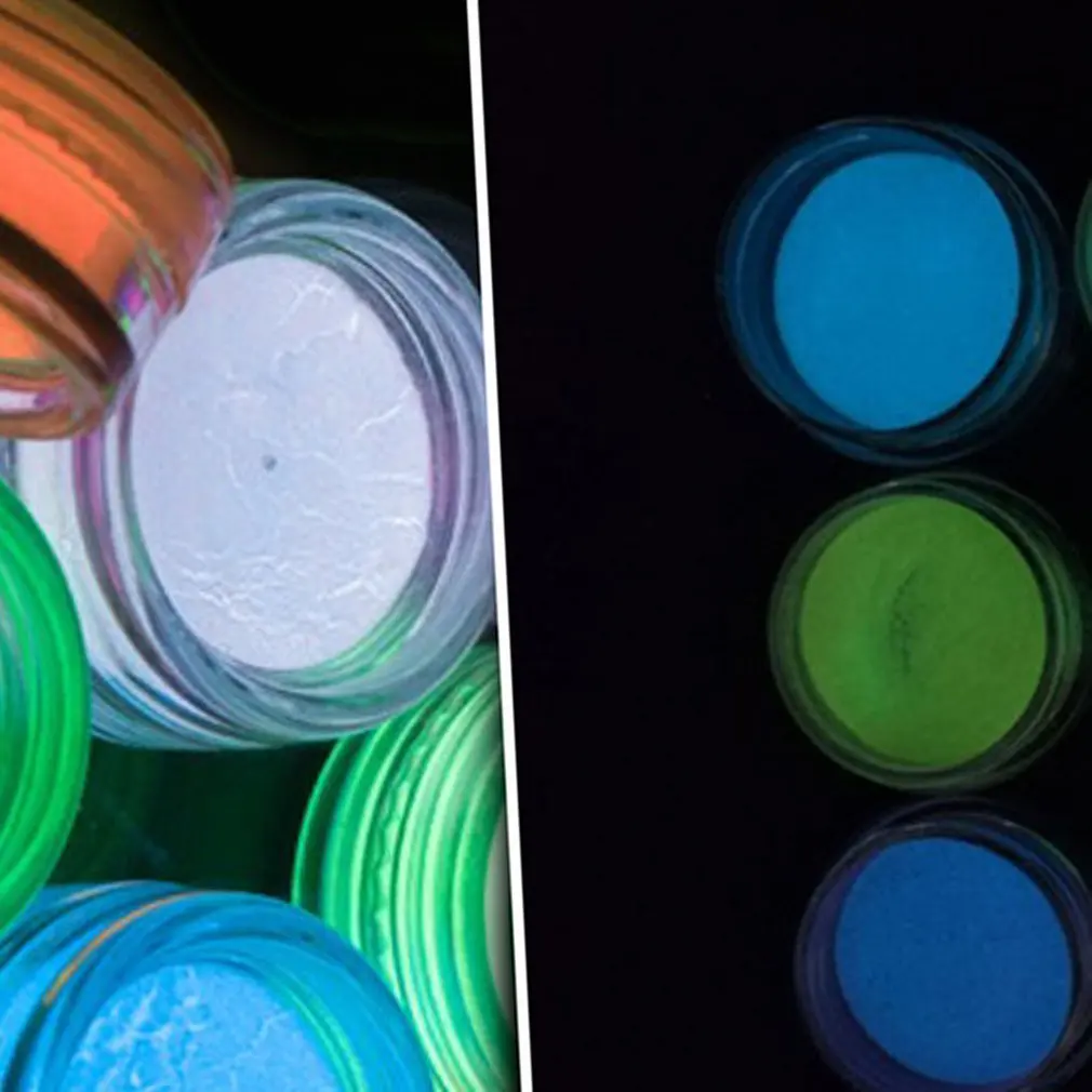 Цвет ногтей светящийся порошок 12 цветов флуоресцентный Набор Кристалл грязевой