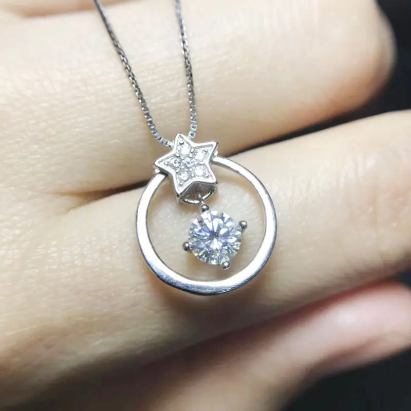 Женский кулон в виде звезды с муассанитом серебряное ожерелье 925 ctVVS ювелирные