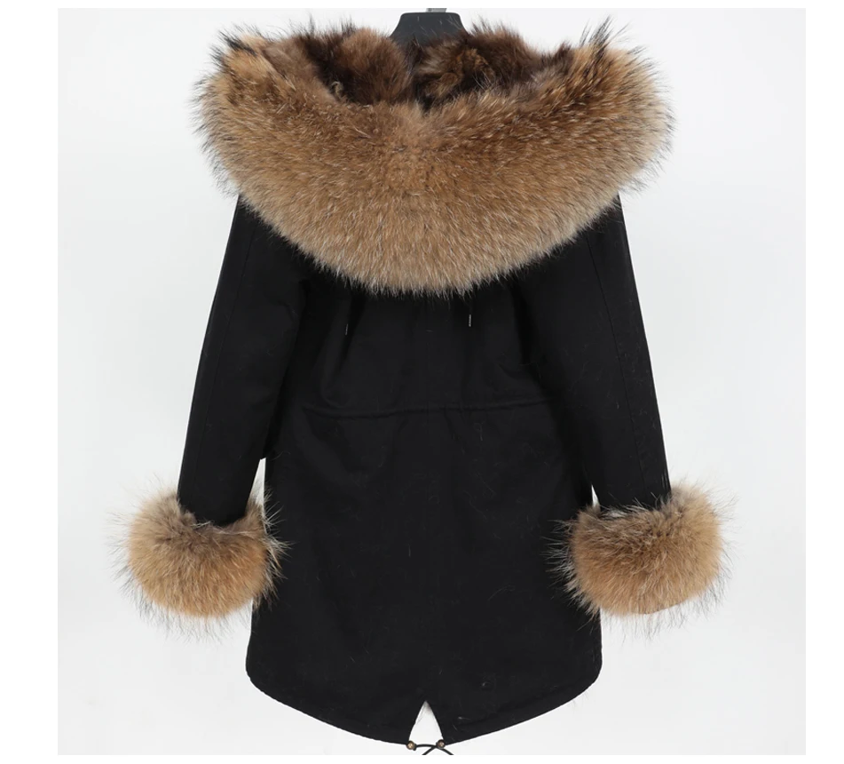 2021 women's Clothing Waterproof Parka Real Raccoon Fur Collar Natural Raccoon Rur Lining Long coat Real Fur Coat Winter Jacket